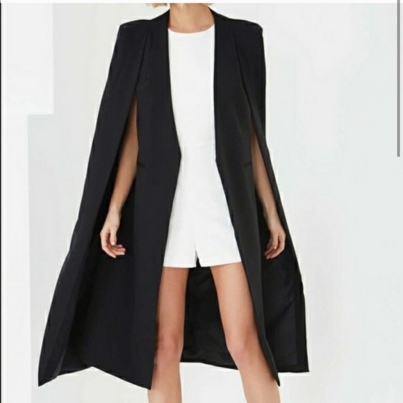Lavish Alice Black Long Cape Blazer 